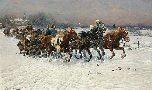 Литовский санный поезд. 1884., 1884, Alfred von Kowalski-Wierusz