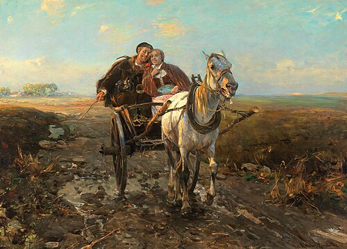 The Polish wedding ride, 1883, Alfred von Kowalski-Wierusz