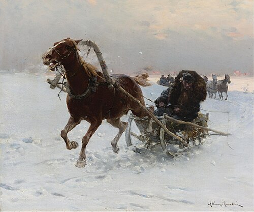 Sledding caravan, , Alfred Wierusz-Kowalski