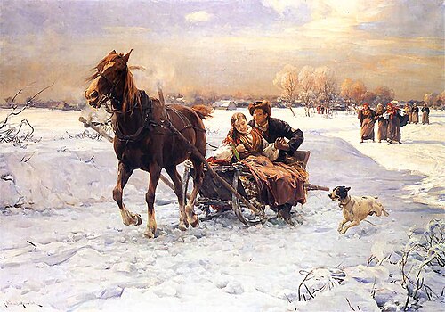 Joyful sleighing, 1890, Alfred Wierusz-Kowalski