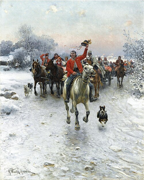 The wedding procession, , Alfred Wierusz-Kowalski