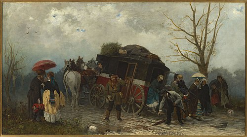 A journey accident., 1873, Alfred Wierusz-Kowalski