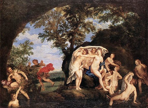 Diana and Actaeon with nine nymphs, 1639, Francesco Albani