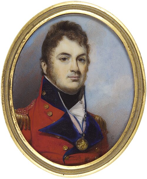Portrait of a Major-General, wearing the Peninsular Gold Medal, 1812, George Engleheart