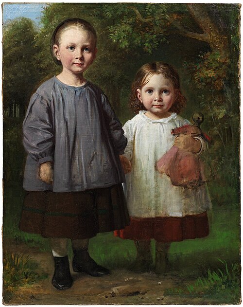 Ottilia and Christy Marstrand, the Artist’s daughters, 1865, Wilhelm Marstrand