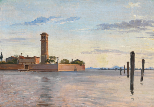 Study of Venice in the evening light. In the background the island of San Michele, 1850, Wilhelm Marstrand