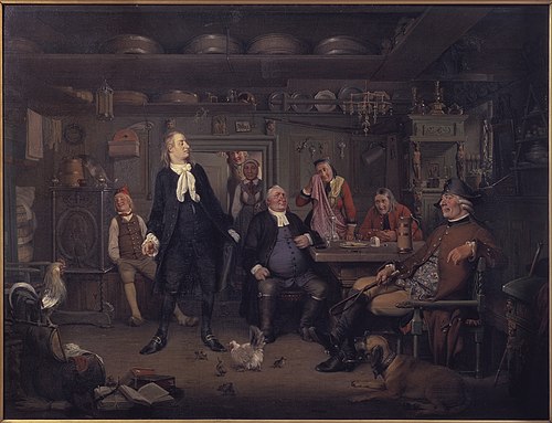 Fra Ludvig Holbergs "Erasmus Montanus", III akt, 3. scene, 1844, Wilhelm Marstrand