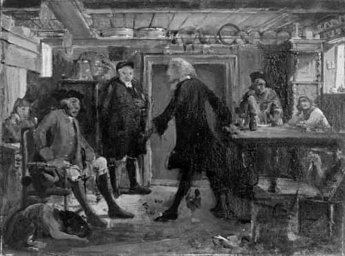 Fra Ludvig Holbergs "Erasmus Montanus", III akt, 3. scene, 1849, Wilhelm Marstrand