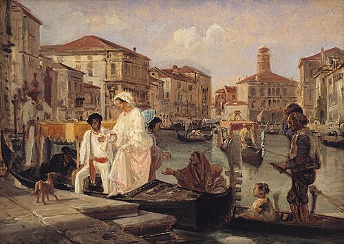 Alighting from a Gondola in Venice, 1854, Wilhelm Marstrand