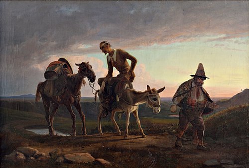 Don Quixote’s first ride home, 1847, Wilhelm Marstrand
