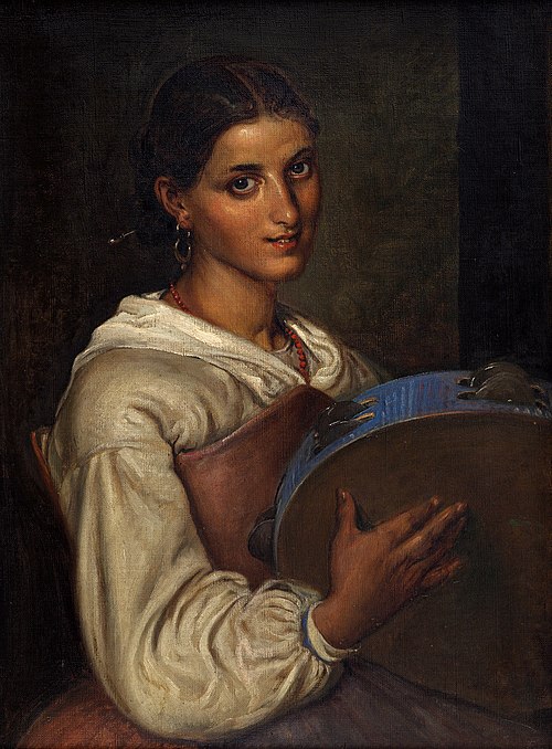 Italian girl with a blue tambourine, 1851, Wilhelm Marstrand
