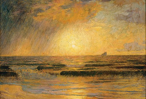 Puesta de sol en el mar, , René Ménard