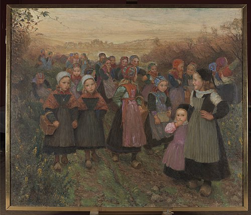 Retour d'école à Plougastel, 1898, Émile Auguste Wéry