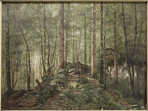 Chasseur dans un sous-bois dans le Jura, 1874, Émile Isenbart