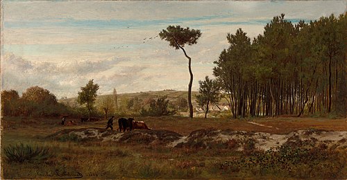 Cows and Cowherds in a Landscape, 1864, Émile Lambinet