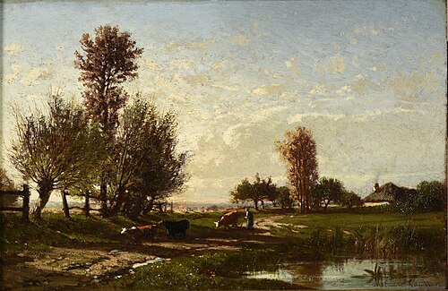 Paysage avec cours d'eau, 1856, Émile Lambinet