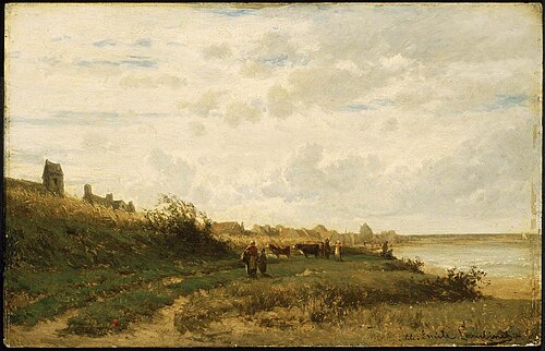 Village on the Sea, 1866, Émile Lambinet