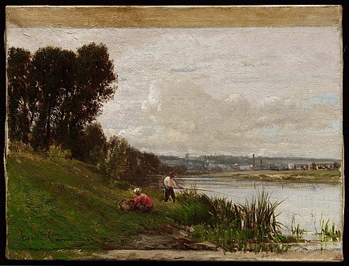 Fishing on the Banks of the Seine, 1872, Émile Lambinet