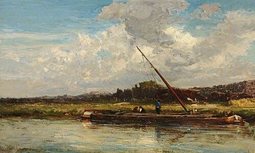 River Scene with Barges, 1868, Émile Lambinet