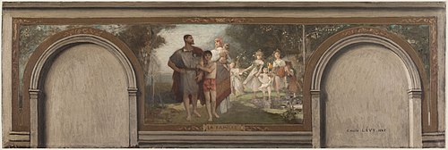 Esquisse pour le salon en hémicycle de la mairie du 16e : La famille, 1884, Émile Lévy