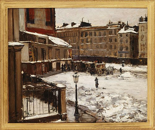 La Place Pigalle sous la neige, 1870, Émile Mathon