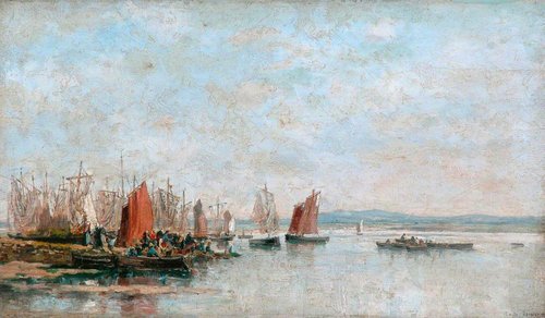 Débarquement de la sardine à Douarnenez, 1880, Émile Louis Vernier