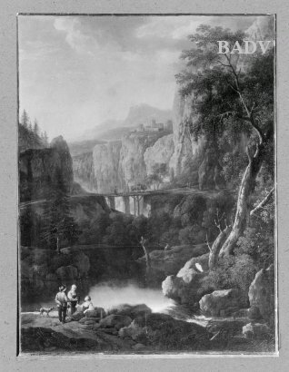 Rocky landscape with figures, 1651, Salvator Rosa
