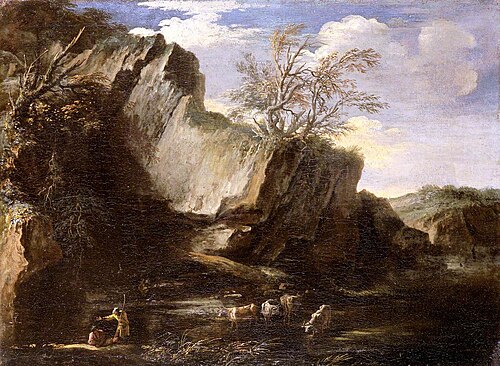 Rocky Landscape with Herdsmen and Cattle, , Salvator Rosa