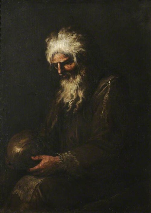 A Hermit Contemplating a Skull, 1640, Salvator Rosa