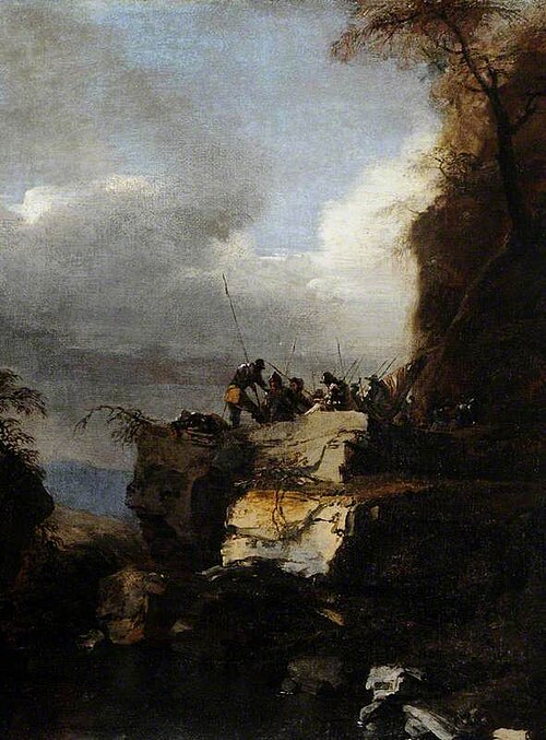 A Southern Landscape with Soldiers, 1650, Salvator Rosa
