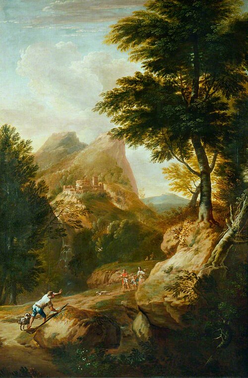 Mountainous Landscape with Travellers, 1717, Salvator Rosa
