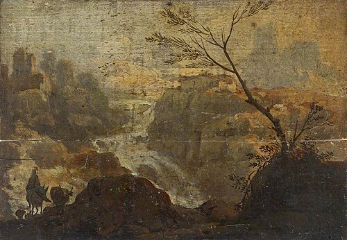 Rocky Landscape with a Waterfall, , Salvator Rosa