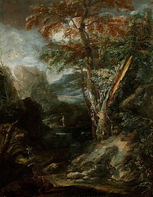 Wild Landscape, with Christ in the Wilderness, , Salvator Rosa