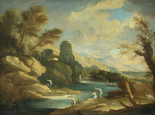 Rocky Landscape with River, Ruin and Figures, , Salvator Rosa