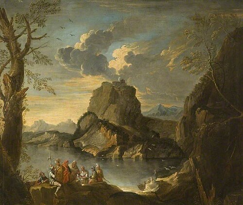 A Rocky Landscape with Figures, 1730, Salvator Rosa
