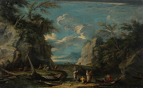 Paesaggio con Pitagora e pescatori, 1662, Salvator Rosa