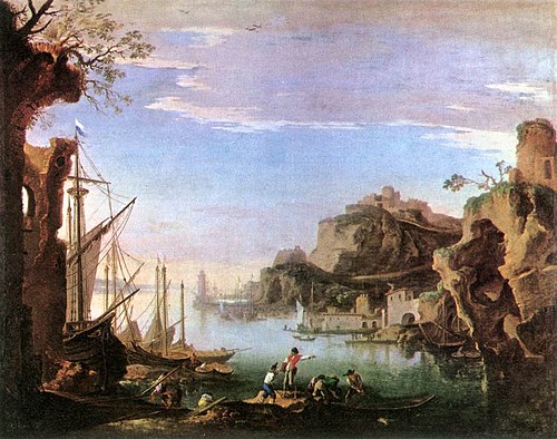 Harbour with Ruins, 1640, Salvator Rosa