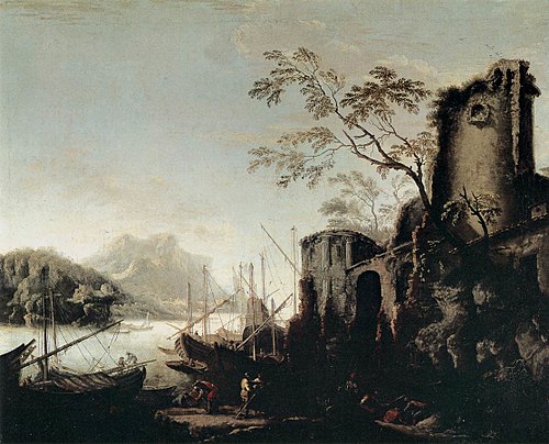Marine Landscape with Towers, 1645, Salvator Rosa