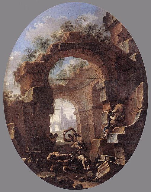 Anachorètes tentés par des démons, 1660, Salvator Rosa