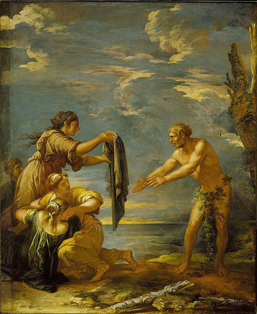 Odysseus and Nausicaa, 1655, Salvator Rosa