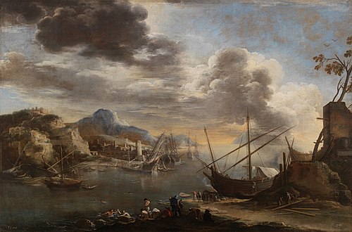 A harbour scene, 1640, Salvator Rosa