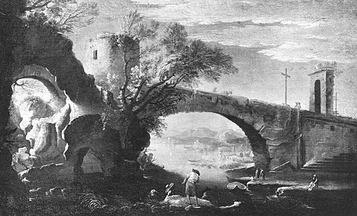 Felsenküste an einer Bucht, 1644, Salvator Rosa