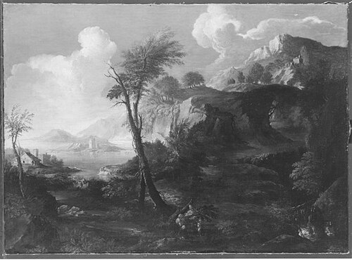 Meeresbucht mit Felsenküste, 1644, Salvator Rosa