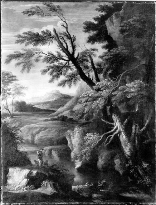 Landschaft mit Kriegern, 1644, Salvator Rosa