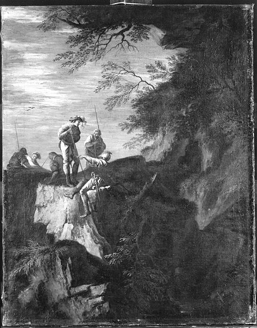 Bewaffnete Räuber in felsiger Gegend, 1644, Salvator Rosa