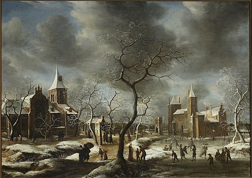Landscape with ice-skaters, 1700, Abraham Beerstraaten