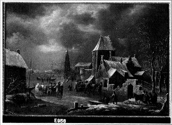 Wintertafereel buiten een stad, 1679, Abraham Beerstraaten