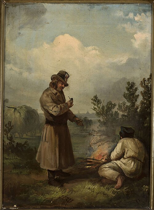At bonfire, 1860, Franciszek Kostrzewski