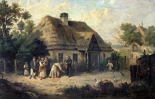 In front of the rectory, 1869, Franciszek Kostrzewski