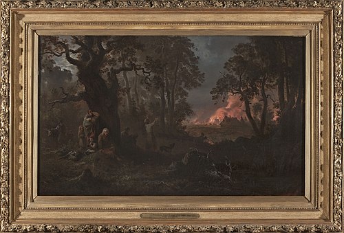 A village on fire., 1862, Franciszek Kostrzewski